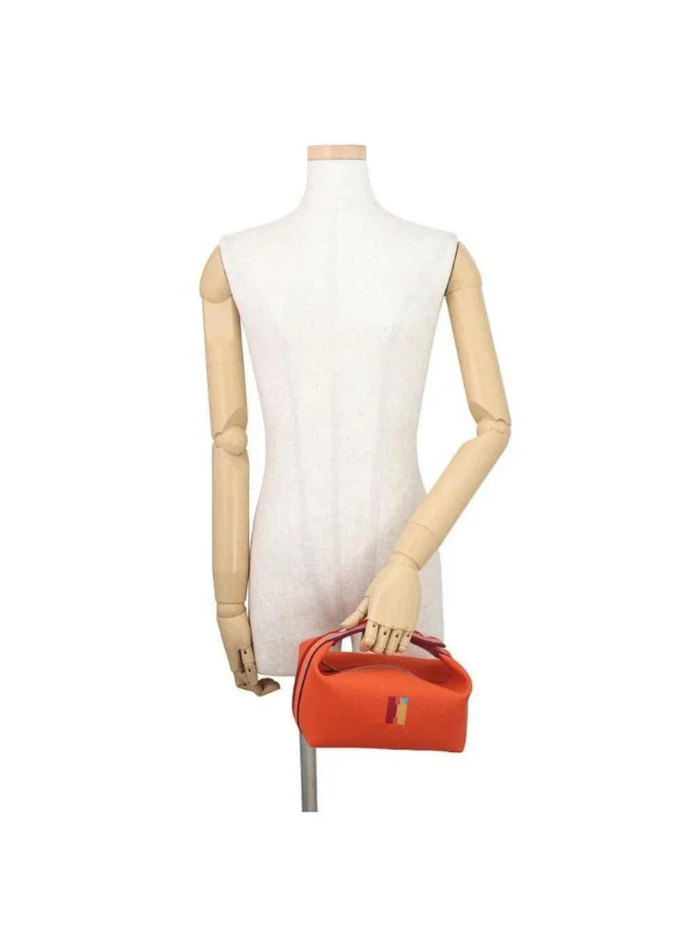 Hermes Pouch Bride-a-Brac Pavillon PM Orange Silver Canvas Case